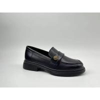 Zapatos casual británicos de mujer con suela gruesa y parte superior de un solo cordón, cuero negro ligero, nueva colección - details 4