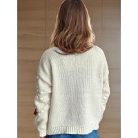Suéteres de punto elegantes para mujer con cuello en V, flores bonitas, corte holgado, perfecto para citas - details 5