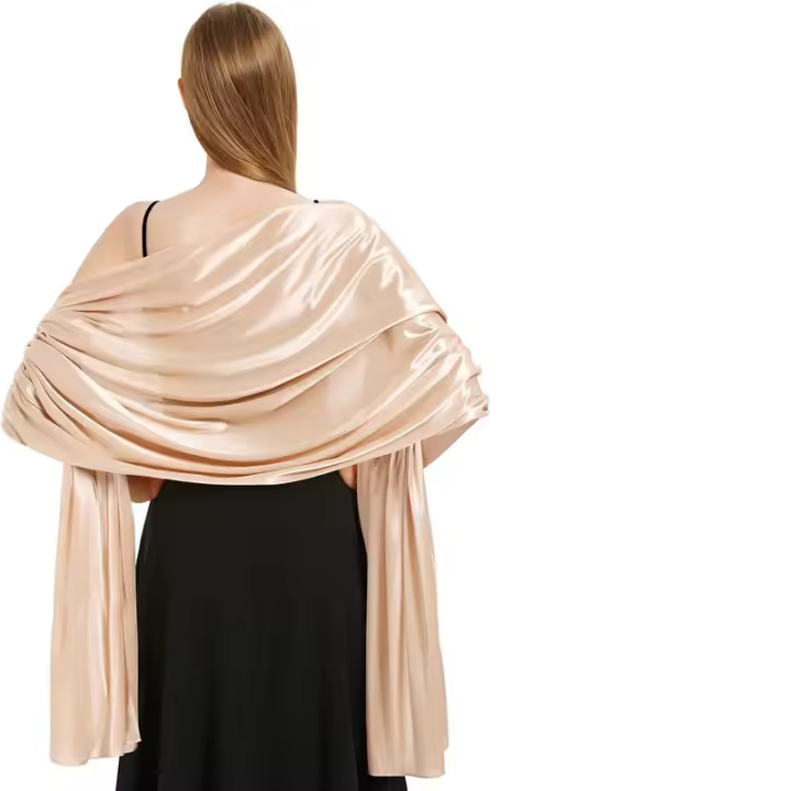 Mantón Mujer Fiesta Seda Boda Pashmina Bufanda Elegante Pañuelo Vestido Ceremonia Vida Nocturna 200x70cm - 1