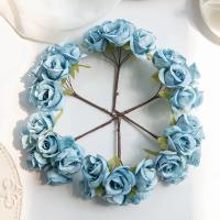 6 uds flor Artificial de seda pequeña rosa DIY boda novia sosteniendo accesorios de flores hogar dormitorio florero decoración corona de Navidad - details 2