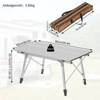 Mesa de camping, mesa plegable de aluminio con bolsa de transporte, altura ajustable - details 3