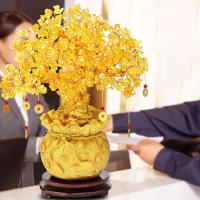 Bolsa de riqueza de cristal Natural de escritorio dorado, árbol de dinero tembloroso, adorno de regalo artesanal, Navidad, 1 ud. - details 5