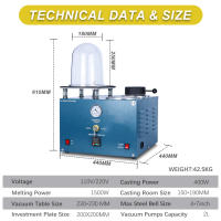 Máquina de fundición al vacío de 2 litros Equipo para fabricar joyas con horno de fusión digital para oro, plata, metales preciosos, fundición de cera perdida, fundición multifuncional 3 en 1 - details 1
