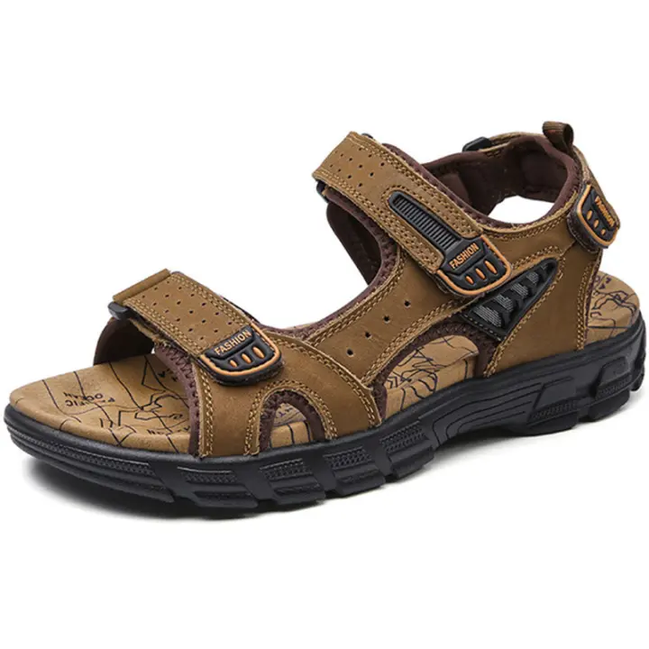 Sandalias cómodas de verano para hombre, zapatos suaves para playa y exterior, transpirables, informales de cuero - 1