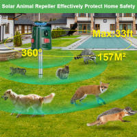Repelente de animales por ultrasonidos Solar para exteriores, repelente de animales por ultrasonidos Sensor de sonido de 360° con luces resistente al agua para hilo de jardín - details 5
