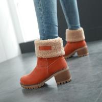 Botas de nieve cálidas de invierno para mujer, botas martin de tacón alto elegantes a la moda para exteriores, zapatos cálidos para mujer - details 0