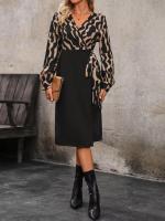 Vestido de manga larga con cuello en V para mujer, elegante, dividido, Midi, ocasión Formal - details 1