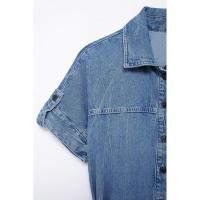 Moda Verano Primavera para Mujer OUWU Vestido Vaquero con Botón de Acolchado y Borde con Volantes - details 3