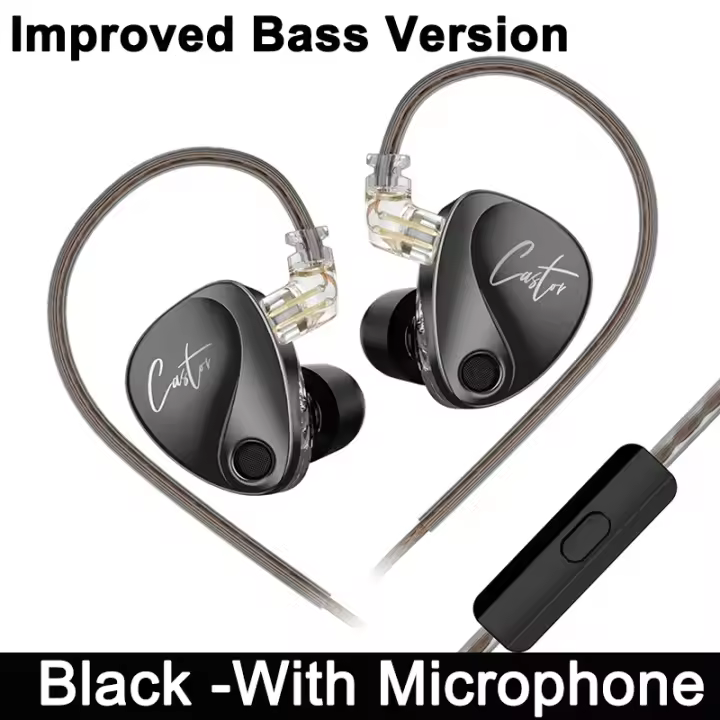Original KZ-Castor auriculares con cable en la oreja aux3.5mm dual dinámico HiFi ajustable bajo Cancelación de ruido para música deporte juego - 1