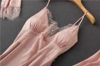 Conjunto de 2 piezas para mujer, camisón con cuello en V, ropa de dormir de seda, ropa, ropa de dormir para el hogar - details 25