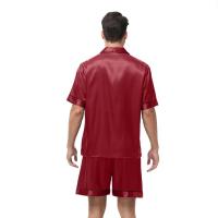 Conjunto de Pijama de Manga Corta para Hombre de Talla Grande Pantalones Cortos de Satén, Ropa de Dormir Fresca, Traje de Pijama Informal de Verano - details 30