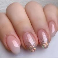 24 piezas de diseño dorado en forma de almendra francesa, uñas ovaladas simples, uñas postizas completamente cubiertas - details 24