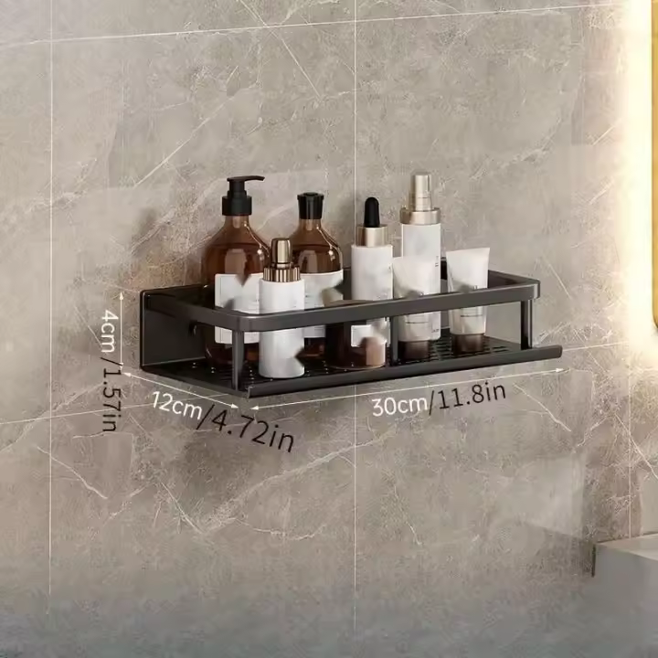 Toalla de ducha de aluminio para champú y cosméticos para pared de baño, cepillo de dientes, portavasos, 1 pieza - 1