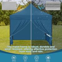 Gazebo Party Tent 3x3m con 4 paredes laterales y puerta con cremallera y ventana azul - details 3