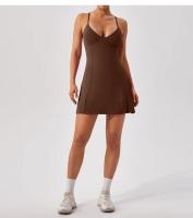 Mono con cuello Halter, vestido de tenis, Yoga, Fitness, cepillado, cómodo, transpirable, antideslizante, Falda corta deportiva informal para correr, nuevo - details 4