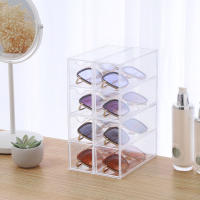 Vitrinas de cristal transparente de 4 capas, organizador de escritorio apilable para sala de estar y el hogar - details 1