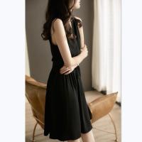 Vestido de Verano de Moda Top de Cuello Colgante para Mujer de Línea A Francesa sin Mangas de Color Sólido - details 7