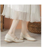 Zapatos Mary Jane con punta cuadrada y pequeña fragancia y tacón grueso - details 4