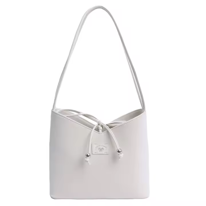 Bolso de cubo con lazo coreano para mujer, bolso de ocio Y2k con lazo para axila, bolso de hombro dulce de cuero Pu - 1