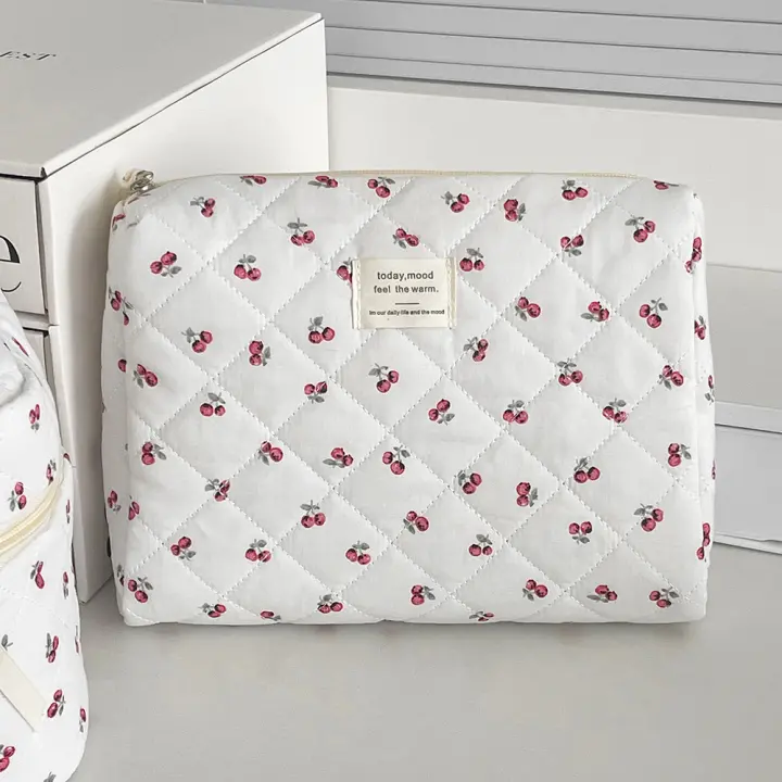 Bolsa de Maquillaje Portátil de Mano Estilo Acolchado de Algodón con Cierre de Cremallera - 1