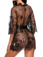 Ropa de dormir erótica transparente con cuello en V, lencería para mujer, Babydoll, disfraz de Tanga, bata tipo kimono, ropa de dormir de encaje, vestido Sexy - details 14