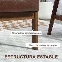 Sofá de Tres Plazas Tapizado en PU Resalto de Madera Carga de 250kg Ideal para Sala de Estar Dormitorio - details 4
