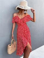 Vestido de fiesta de playa de verano bohemio informal para mujer Vestido elegante de lunares sin mangas con cuello redondo - details 13