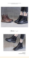 Botas cortas de realce interior de cuero botas de caballero finas de suela gruesa zapatos de mujer versátiles - details 13