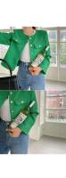 Chaqueta de Edición coreana para mujer, abrigo corto elegante de manga larga con cuello redondo, botón suelto francés a la moda, primavera y otoño 2025 - details 5