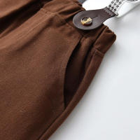 Conjunto de Niños de Estilo Coreano para Otoño Camisa de Algodón a Rayas de Varios Colores con Pantalones de Tirantes Moda de Playa para Mujeres - details 15