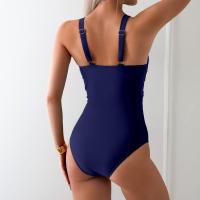 Traje de baño de una pieza 2025, traje de baño de bikini de malla de color sólido para mujer - details 15