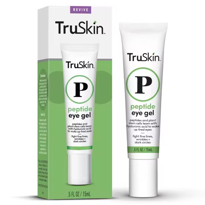Gel para ojos con péptidos TruSkin – Mejora la apariencia de ojeras y líneas para un área de ojos más brillante – Cuidado debajo de los ojos con péptidos, células madre vegetales y ácido hialurónico – Despierta los ojos cansados, 0.5 fl oz - 1