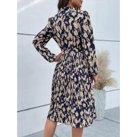 Vestido estampado elegante y bonito para primavera y otoño con cuello en V, nuevo en vestidos de manga larga de estilo coreano para mujer - details 5