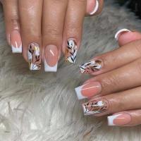 Uñas postizas de cobertura total, elegantes, rosas degradadas, moradas francesas, 24 piezas - details 5