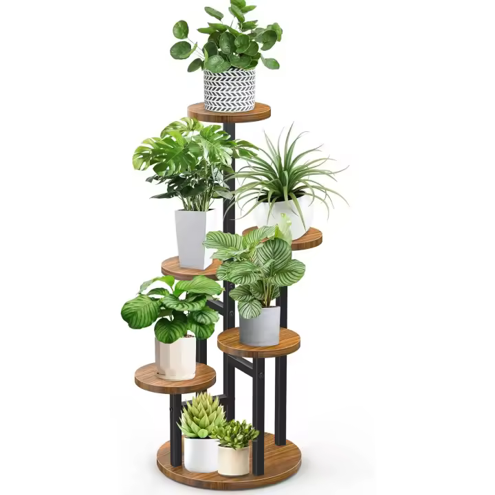 Mara Soporte para Flores de Esquina de 6 Niveles Soporte de Jardín Redondo Estantes de Pared Gato - 1