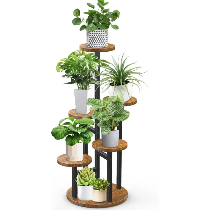 Mara Soporte para Flores de Esquina de 6 Niveles Soporte de Jardín Redondo Estantes de Pared Gato - 1