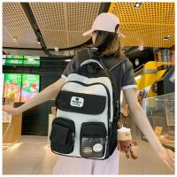Nueva y bonita versión coreana de la mochila del campus ins para estudiantes femeninas de primaria y secundaria de gran capacidad, mochila ancha con correa para el hombro fuerte y duradera. - details 13