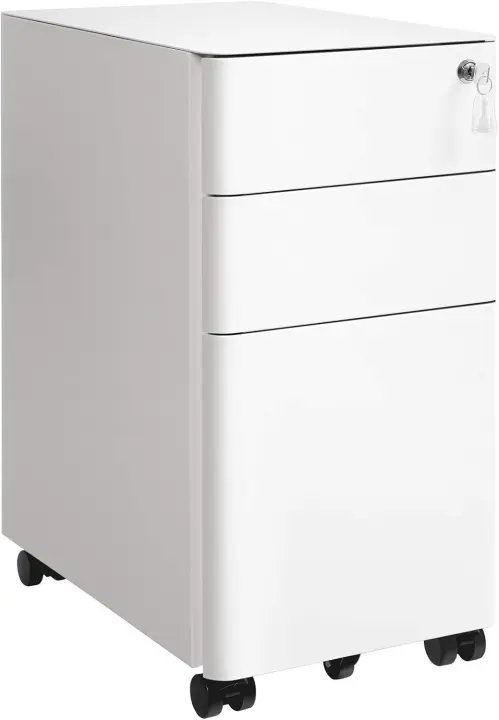 Archivador Móvil, Cajonera de Oficina con Ruedas y Cerradura, Preensamblado, para A4, Documentos, Carpetas de Archivo, Negro OFC030B01 - 1