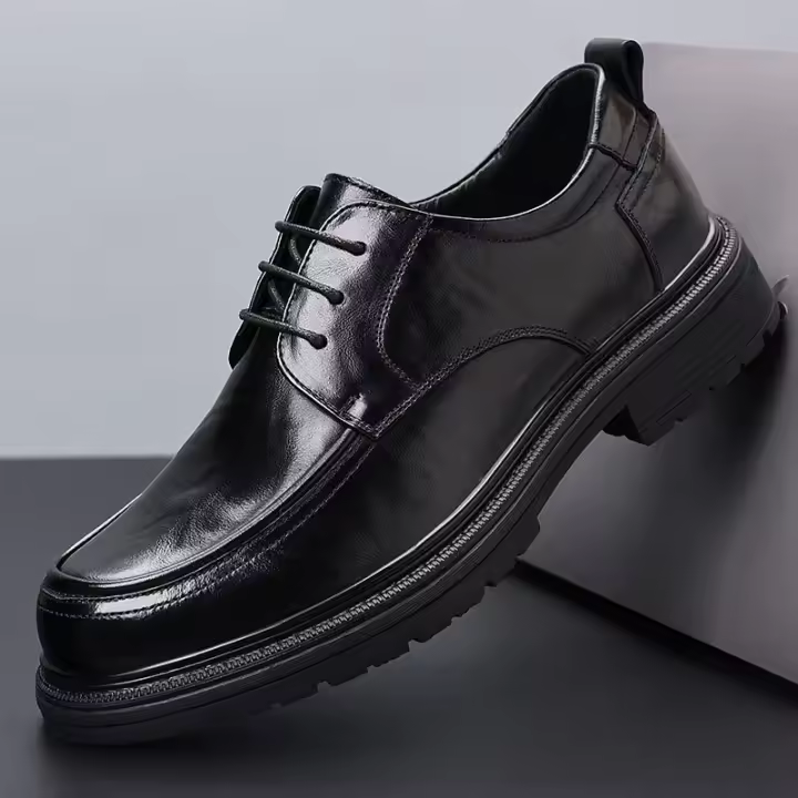Nuevos hombres de primera capa de cuero de vaca zapatos casuales de cuero de cabeza grande vestido de negocios de cuero de suela gruesa zapatos de los hombres transpirable solo zapatos de los hombres - 1