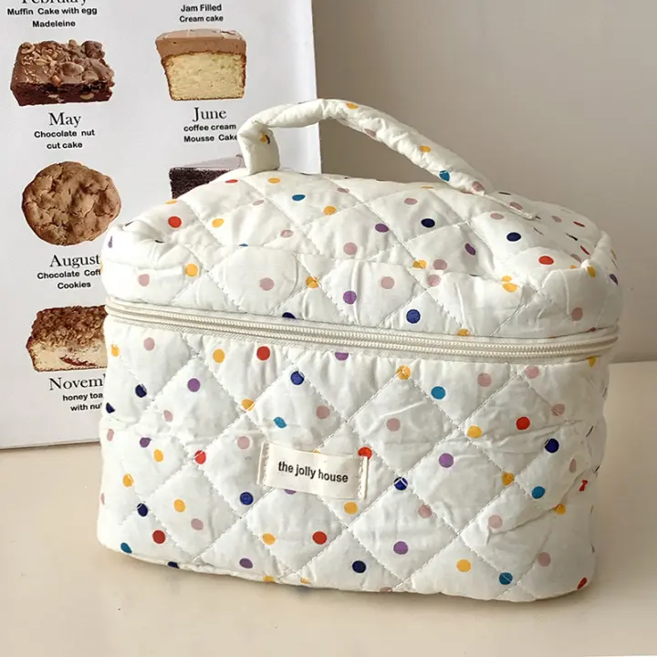 Bolso de Cosméticos Grande y Colorido Estilo de Moda para Viajes Caja de Almacenamiento de Maquillaje para Mujeres Bolsa Portátil de Tela de Algodón con Cierre de Cremallera Regalo Ideal - 1
