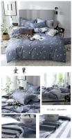Juego de cama a cuadros, funda de edredón, sábana y funda de almohada, tamaño doble, queen y king, Simple, 3/4 - details 12