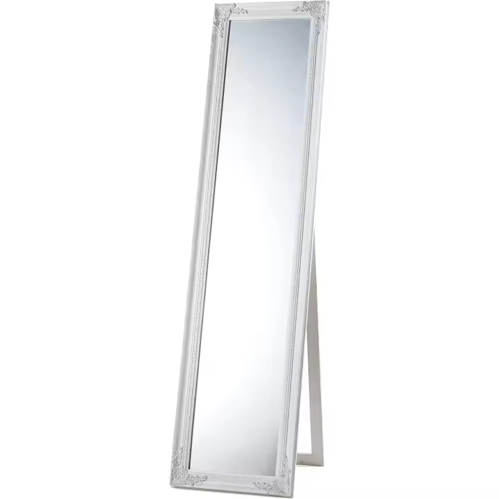 Espejo de Pie Ajustable Espejo Rectangular de Madera Blanca Estilo Shabby para Dormitorio y Sala de Estar 50x160 cm - 1