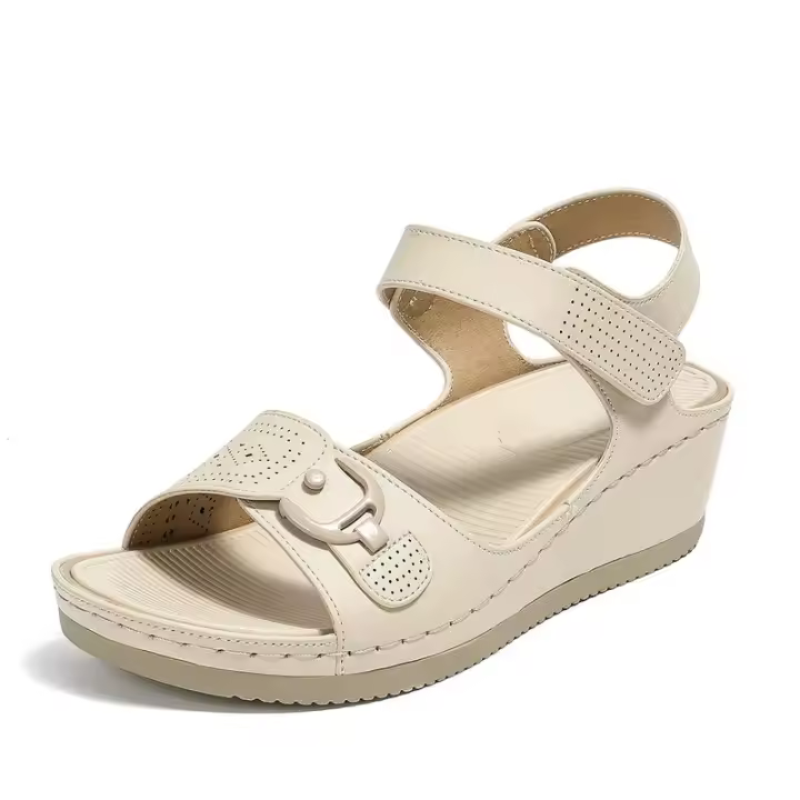 Sandalia's New 2025 Sandalias de verano con suela antideslizante para coches de mujer con tacones inclinados adhesivos y suela gruesa - 1