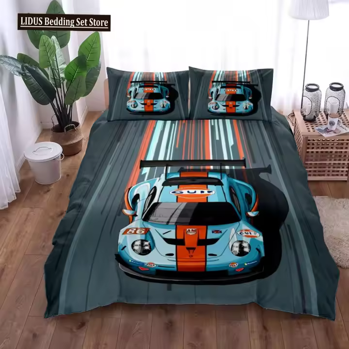 Juego de funda nórdica de Rally Gt3, juego de ropa de cama King Queen doble, tamaño individual, funda con funda de almohada personalizada - 1
