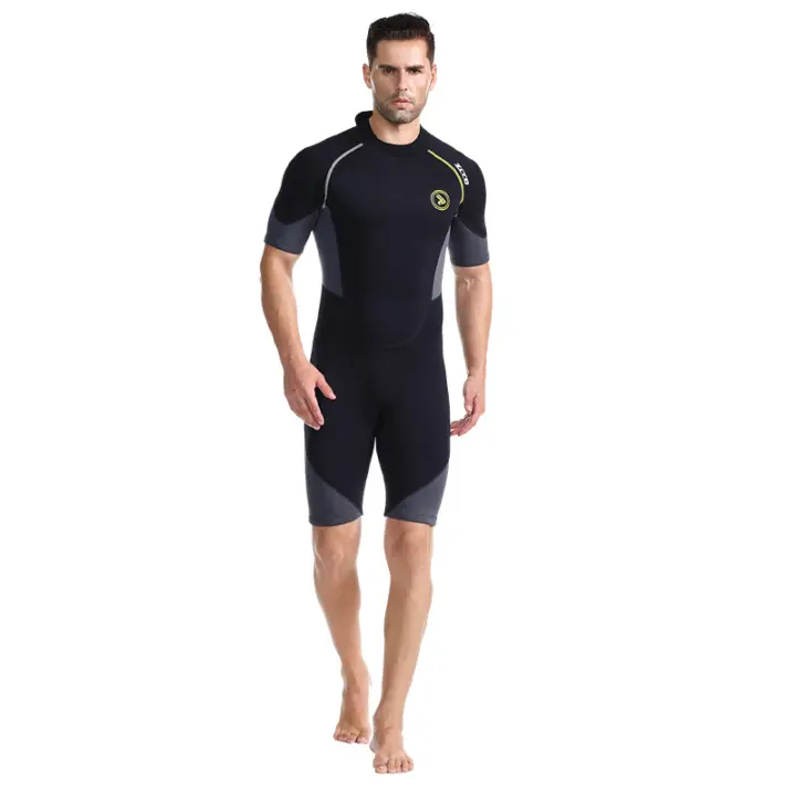 Traje de buceo de manga corta para hombre, 1,5mm, Negro + gris, XL - 1