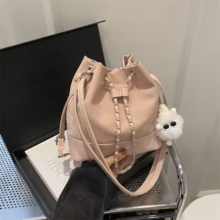 Nuevo estilo, estilo occidental, mochila, color sólido, mochila, cubo, bolso para mujer, damas, moda callejera, PU - 1