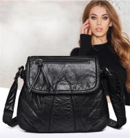 Bolso bandolera pequeño negro para mujer, bolso cruzado de cuero PU suave lavado, bolsos femeninos - details 5