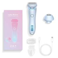 Maquinillas de afeitar eléctricas para mujer, afeitadoras faciales 2 en 1 para Bikini, depilación para axilas, piernas, recortador corporal para mujer, resistente al agua IPX7 - details 1