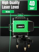 Nivel láser verde profesional de 16 líneas 4D autonivelante 360 °   Línea cruzada horizontal y vertical: haz ultrabrillante con ±0,2 °   Precisión, IP54 resistente al agua para construcción, renovación y bricolaje, 360 °   Diseño completo para pared/suelo - details 1