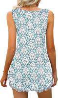 Verano nuevo con cuello en v sin mangas chaleco falda casual estampado tropical de flores vestido mujer - details 24